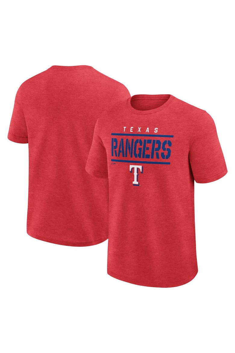Men's Fanatics Heather Red Texas Rangers Top Notch T-Shirt, Main, color, Heather Red