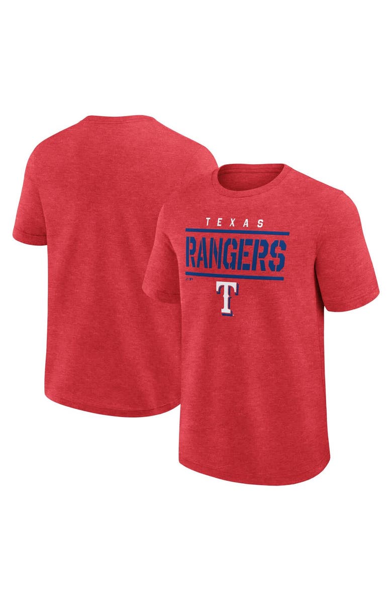 FANATICS Men's Fanatics Heather Red Texas Rangers Top Notch T-Shirt, Main, color, Heather Red
