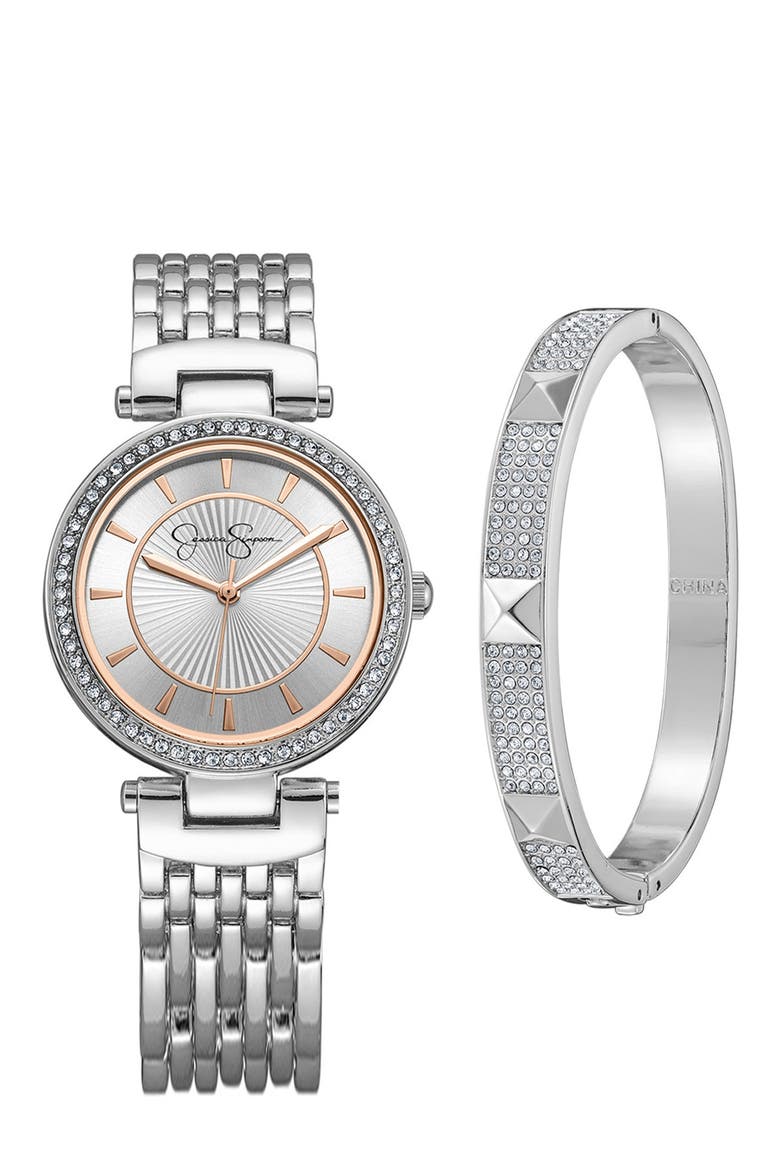 Bracelet Watch Set, Main, color, SILVER