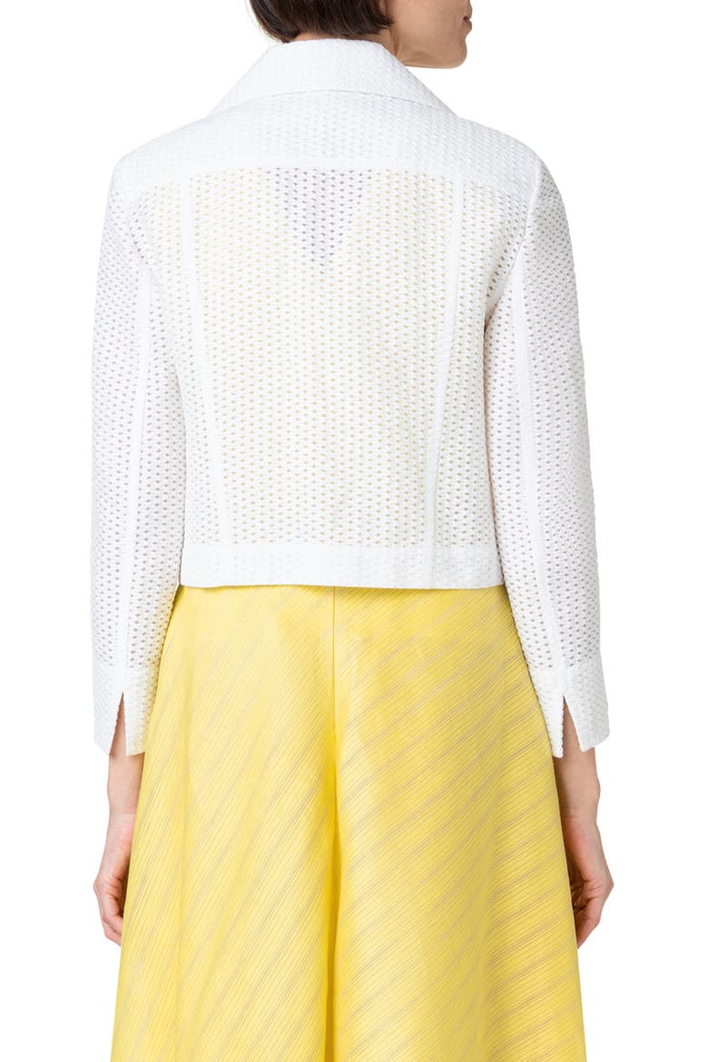 Cotton Blend Mesh Moto Jacket, Alternate, color, WHITE