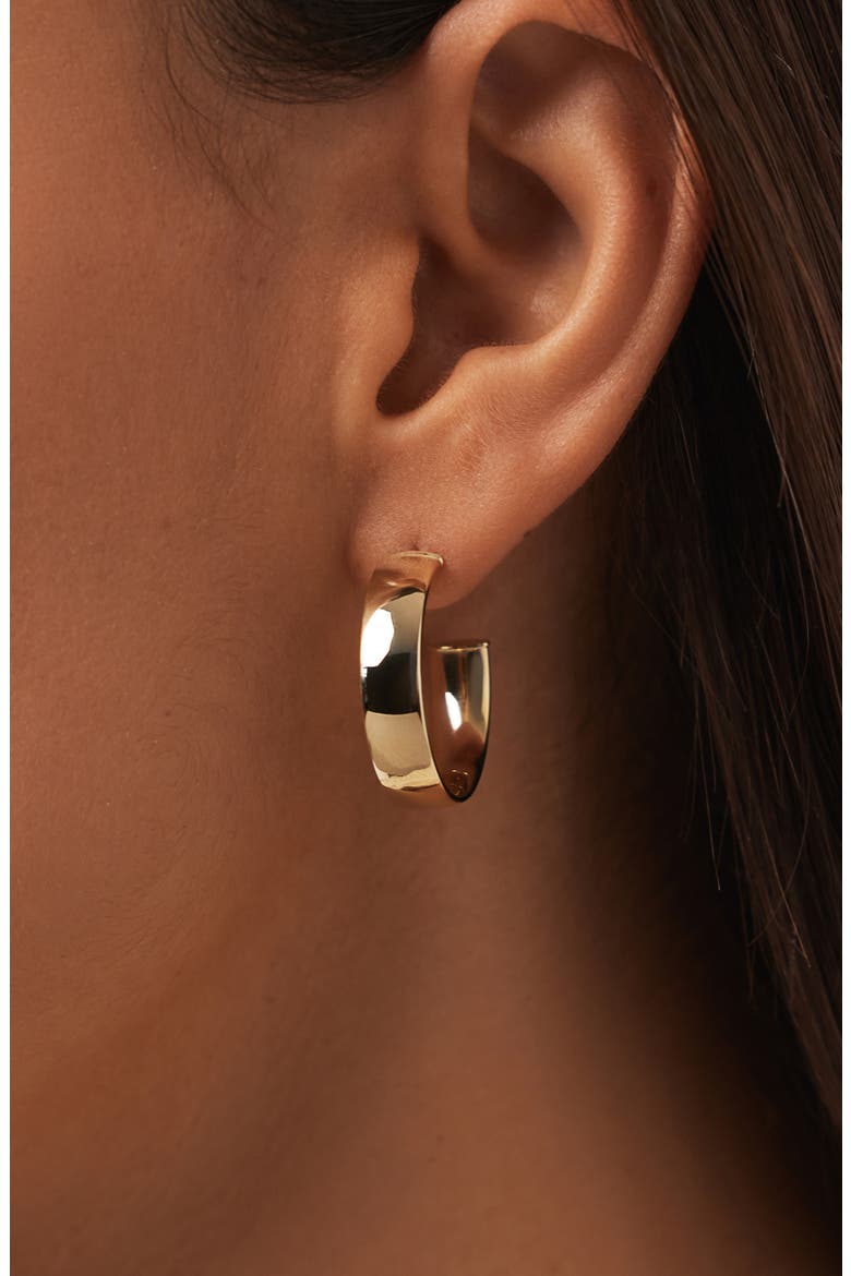 Gold Huggie Hoop Earrings - Gold Bold Hoops Medium, Alternate, color, Gold