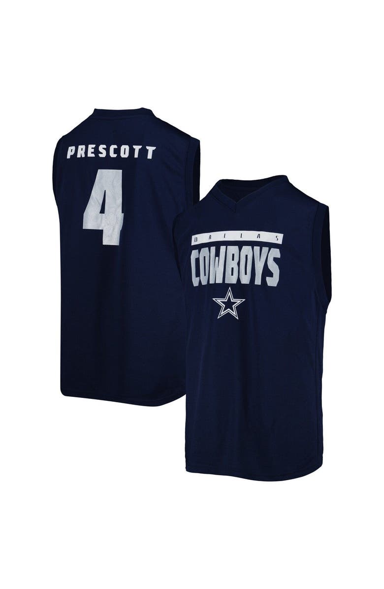 Outerstuff Youth Dak Prescott Navy Dallas Cowboys Fast Track V-Neck Tank Top, Main, color, 