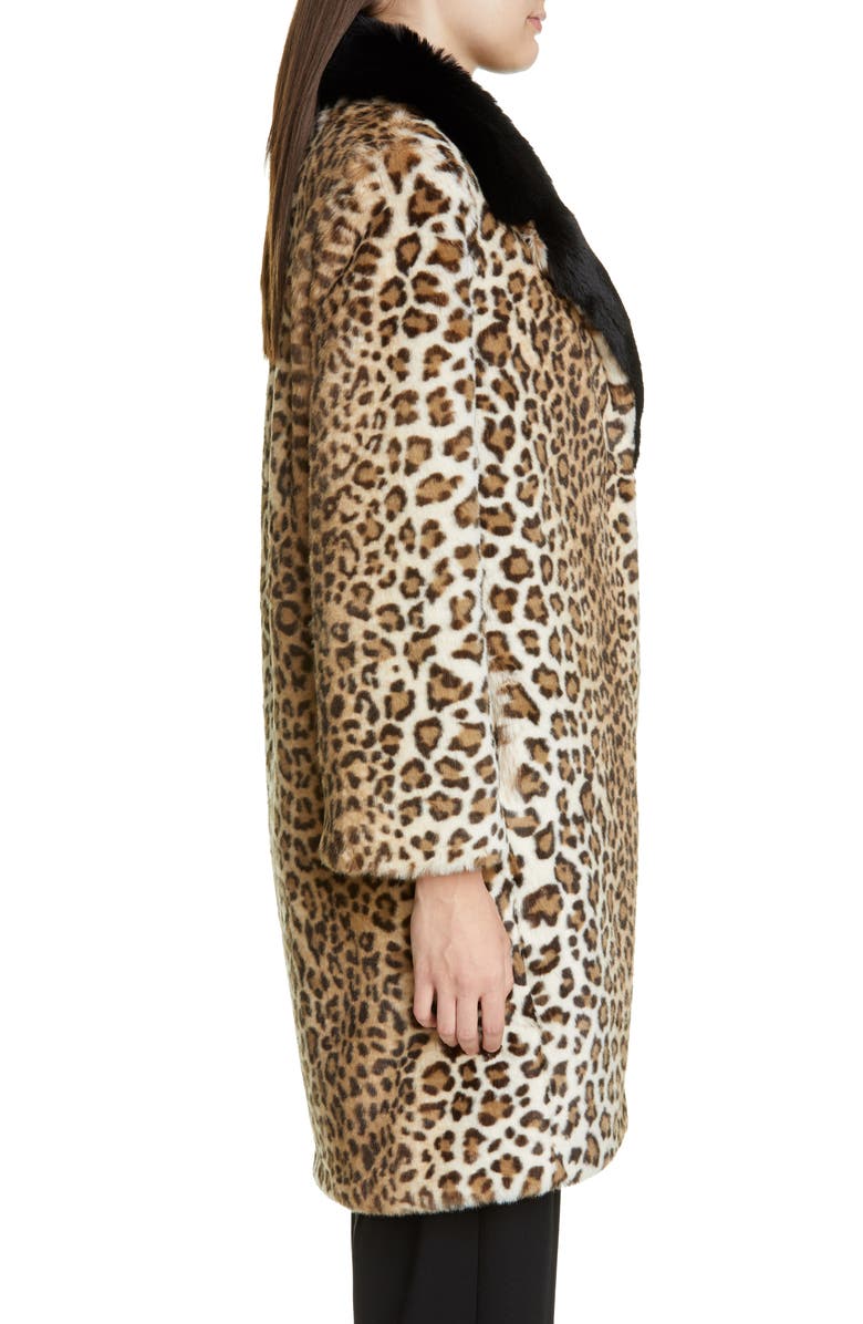 St. John Collection Faux Ocelot Fur Coat, Alternate, color,