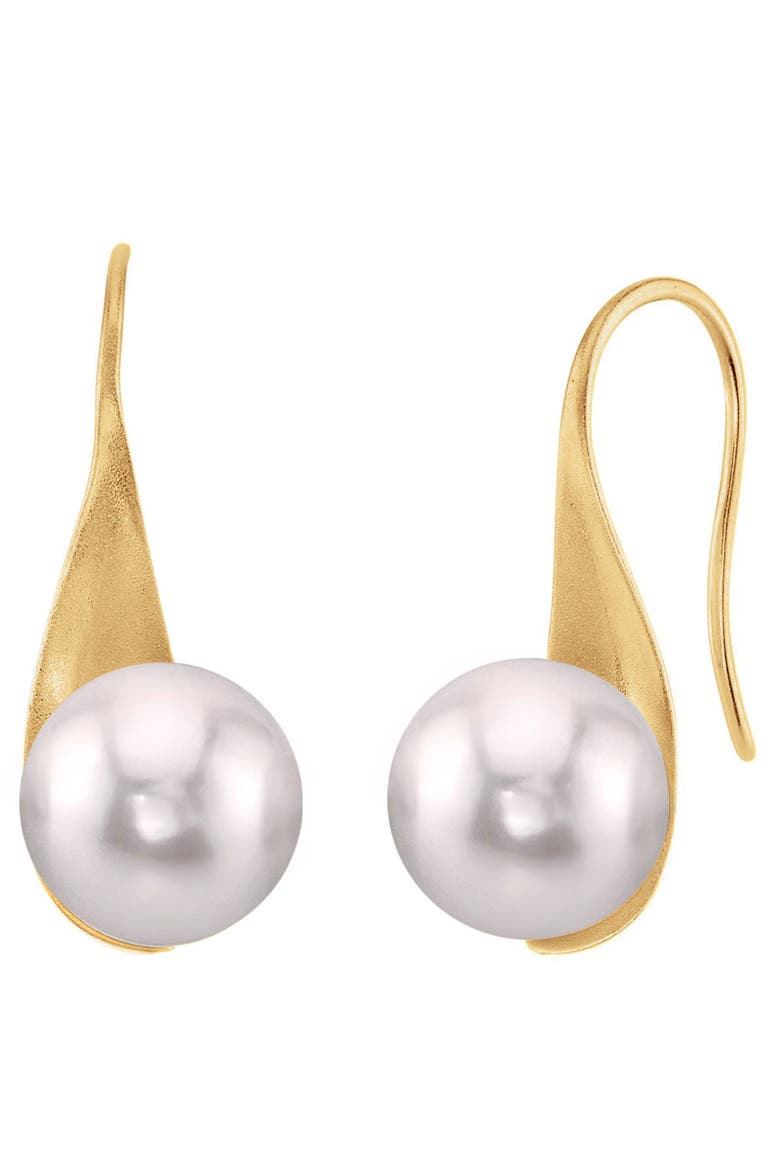 Japanese Akoya Pearl Gaby Earrings, Main, color, Yellow Gold