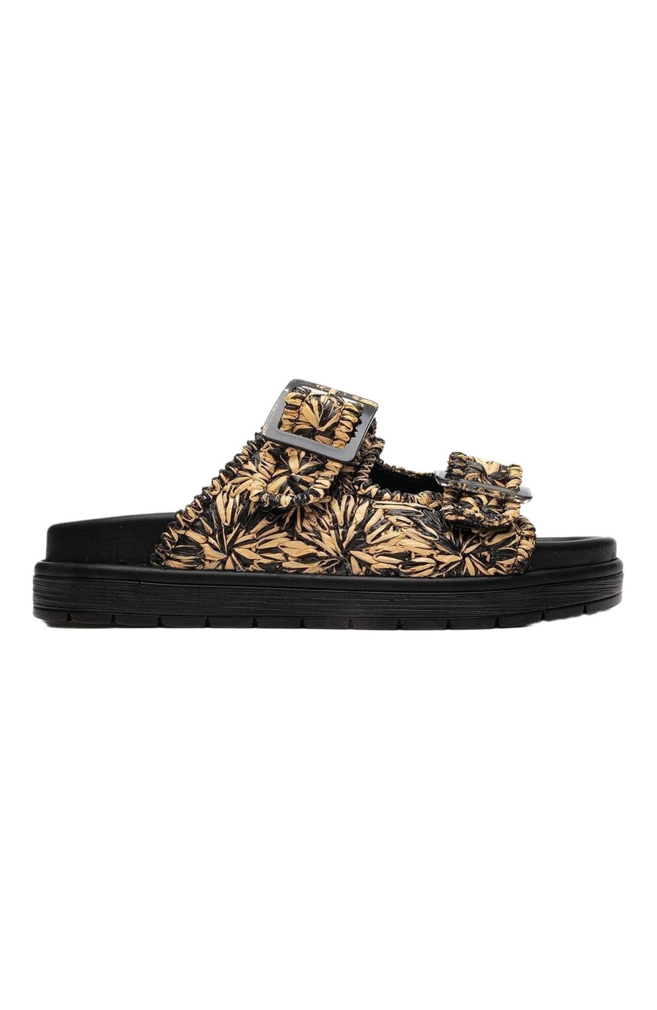 Forever & Always Shoes Milana Leather Double-Strap Sandal, Alternate, color, Black Leather