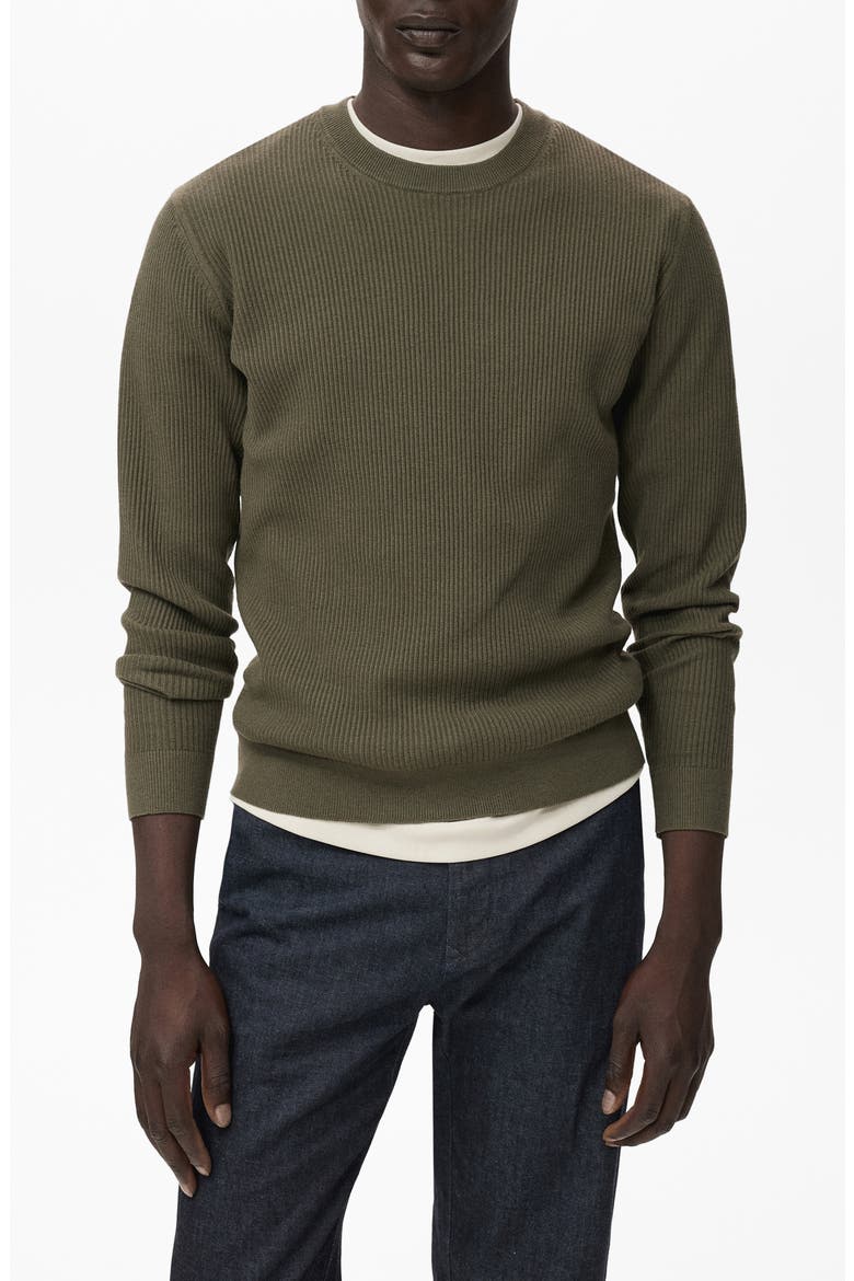 Regular Fit Crewneck Rib Sweater, Main, color, OLIVE GREEN