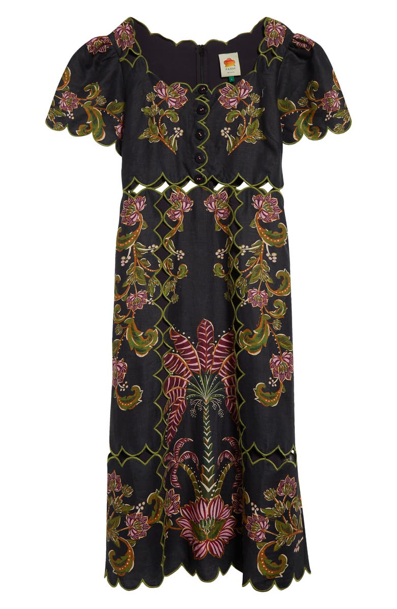 FARM Rio Ravenala Floral Short Sleeve Midi Dress, Alternate, color, 