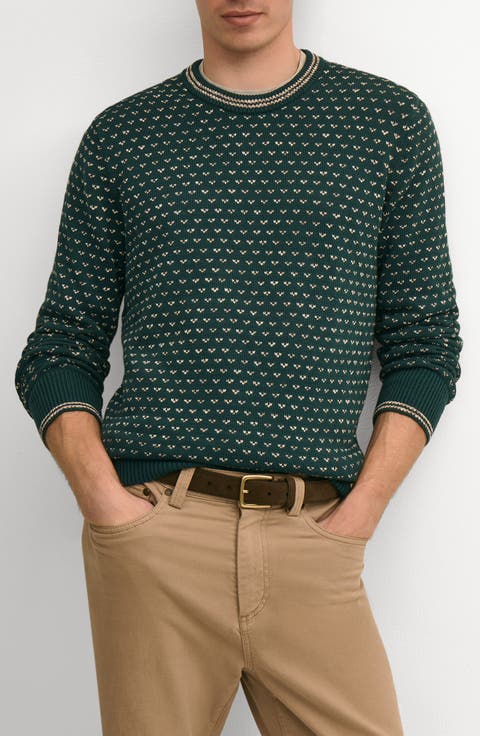 Dot Jacquard Cotton Crewneck Sweater