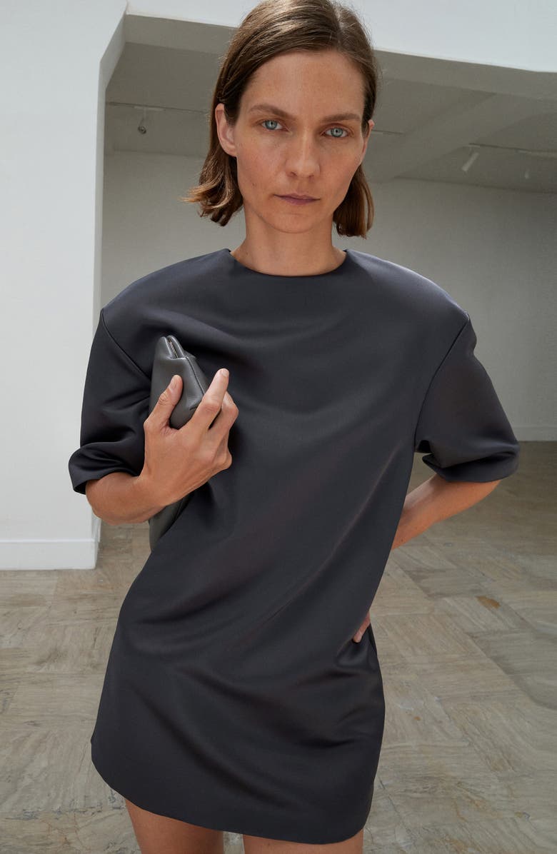 MANGO Selection Satin Minidress, Alternate, color, Charcoal