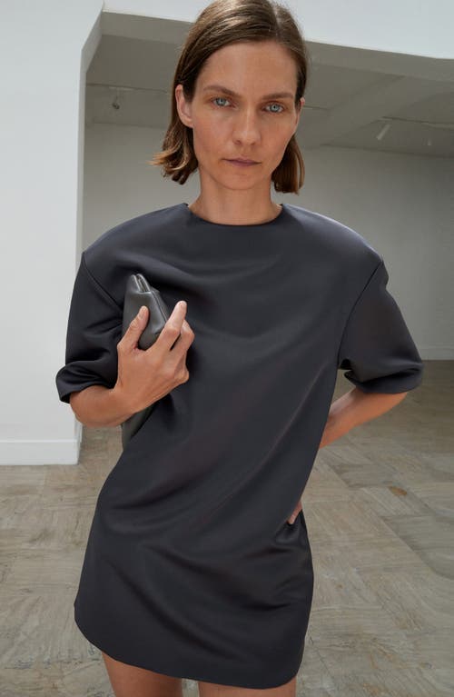 Mango Short Satin Dress Charcoal In Gray