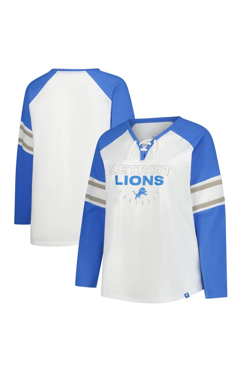 FANATICS Women's Fanatics White Detroit Lions Plus Size Redzone Lace Up Long Sleeve T-Shirt, Alternate, color, White