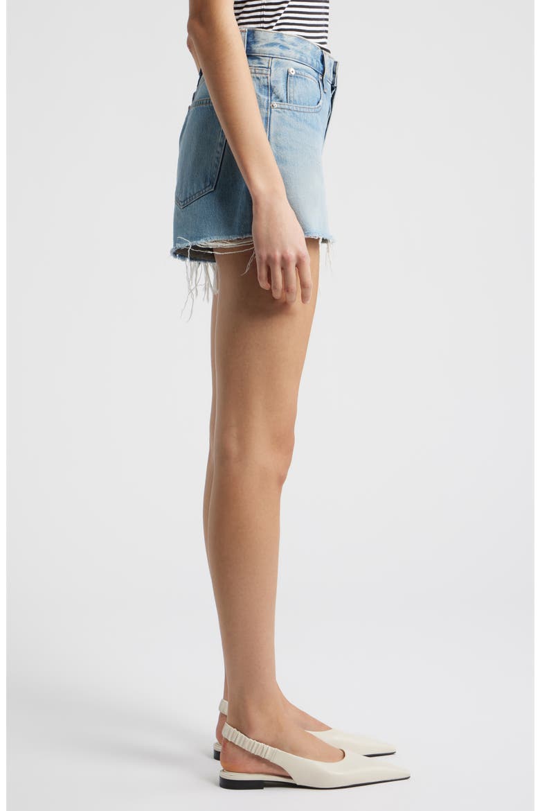 The Hang Frayed Hem Denim Shorts, Alternate, color, BEETLE