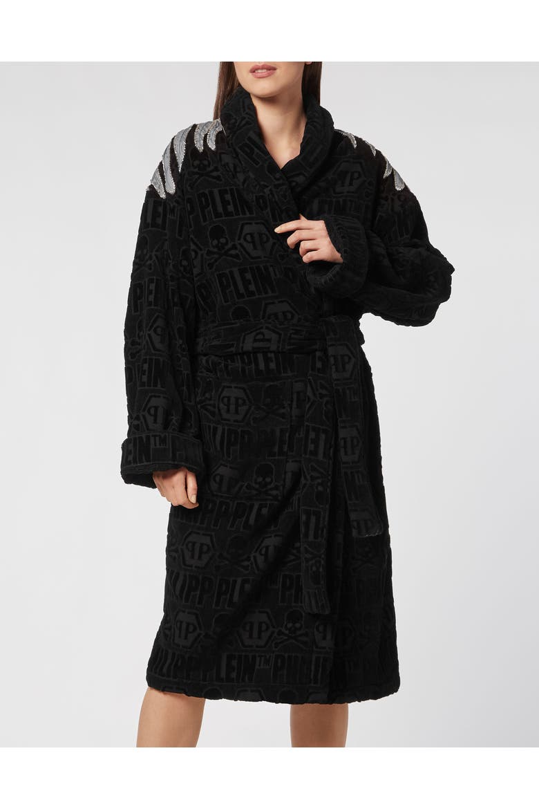 Bathrobe Eagle Unisex, Alternate, color, black