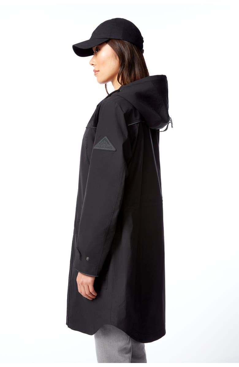Alpine North Kusawa - Mid-length Hooded Drawstring-Waist Raincoat, Alternate, color, Black