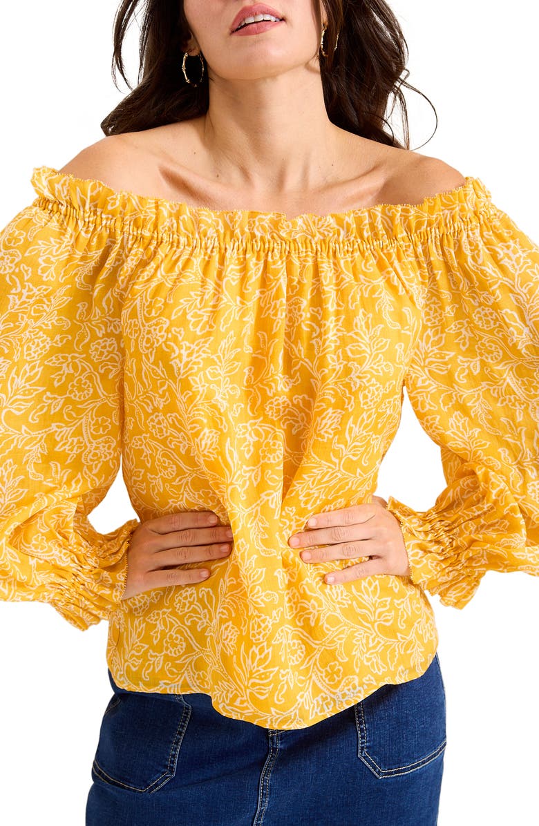 Tommy Bahama Veranda Vines Off the Shoulder Top, Main, color, Canna Lily