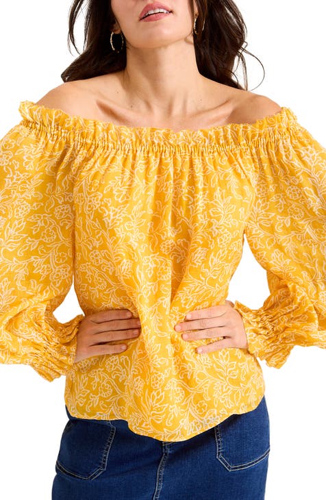 Bright yellow off the shoulder top on sale