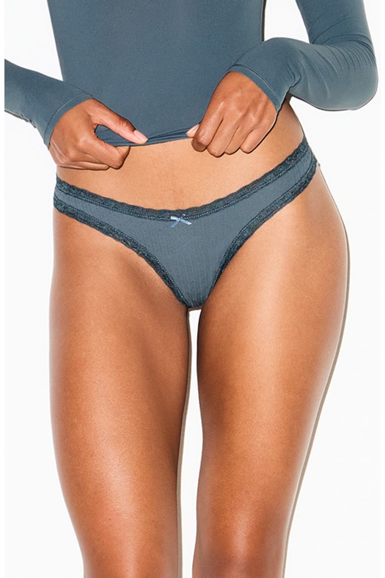 Lightweight Stretch Cotton Pointelle Thong, Main, color, ZIRCON TONAL