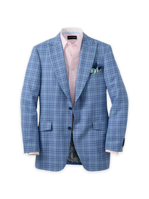 Wool Blend Single Breasted Peak Lapel Sport Coat