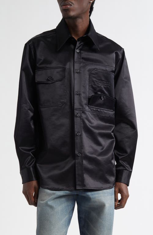 Mm6 Maison Margiela Numeric Logo Embroidered Button-up Shirt In Black