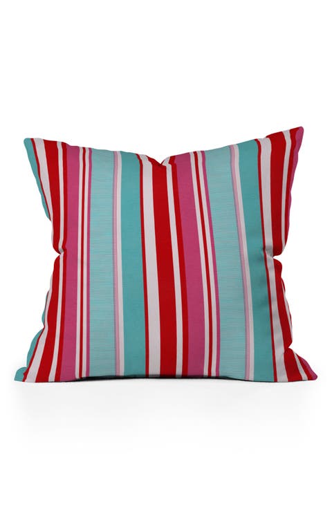 Stripe & Lobster Print Throw Pillow