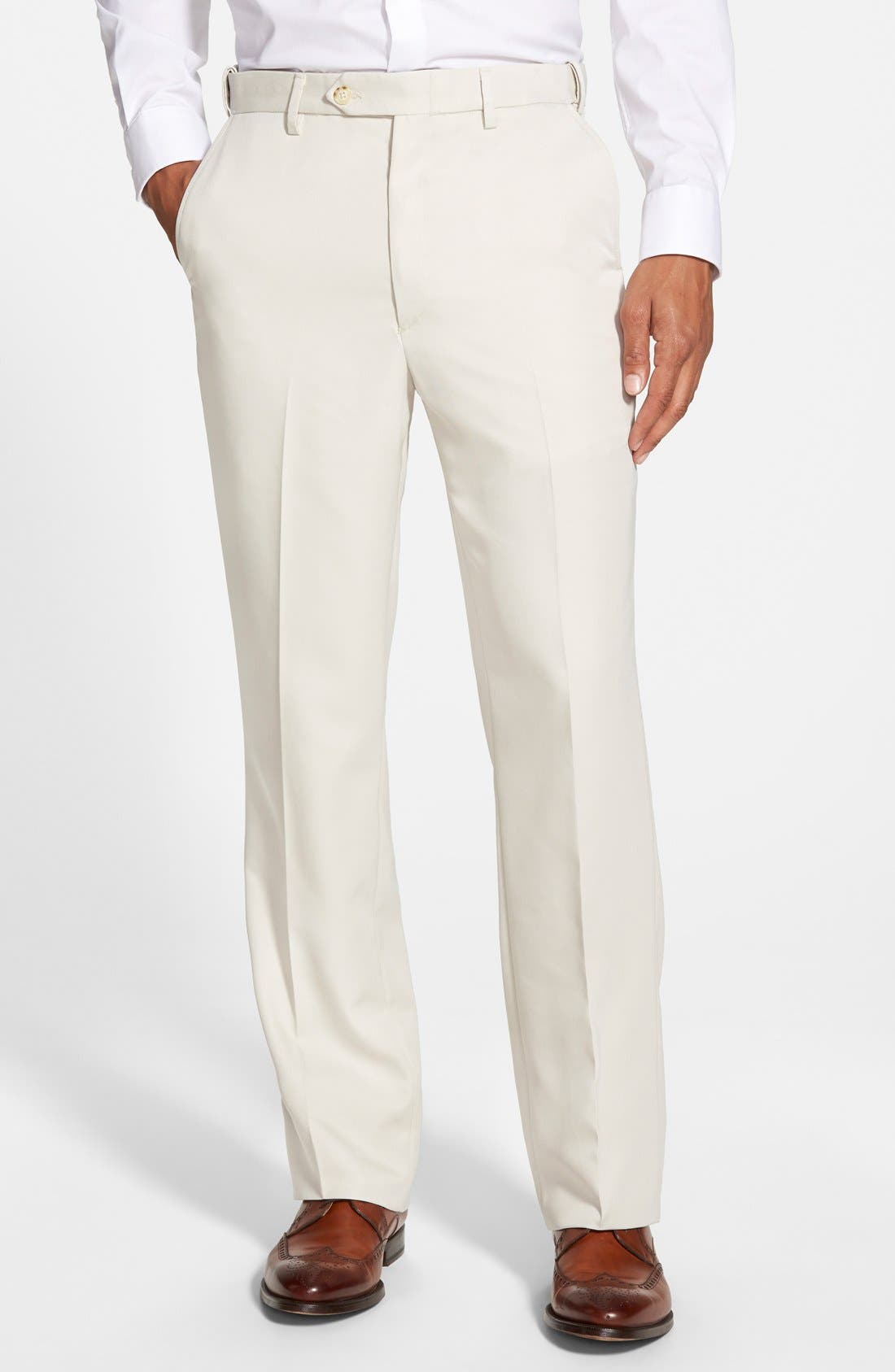 Self Sizer Waist Flat Front Classic Fit Microfiber Trousers - image 5