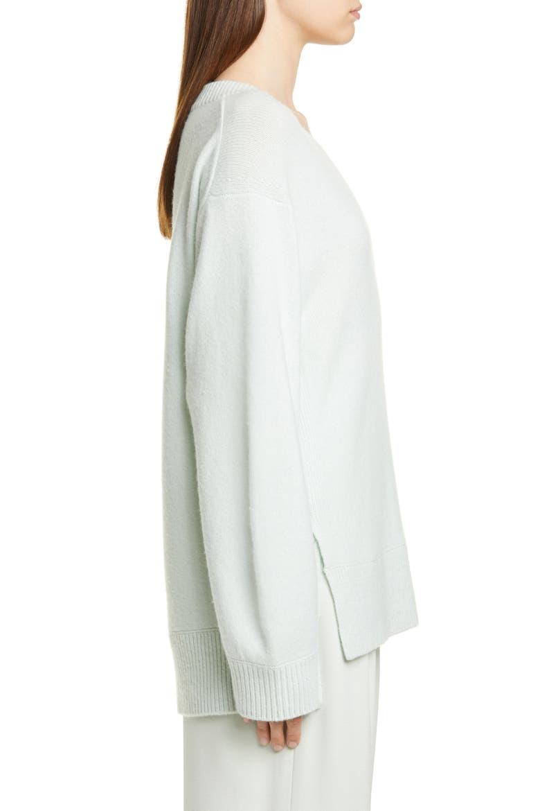 V-Neck Cashmere Tunic Sweater, Alternate, color, ALOE