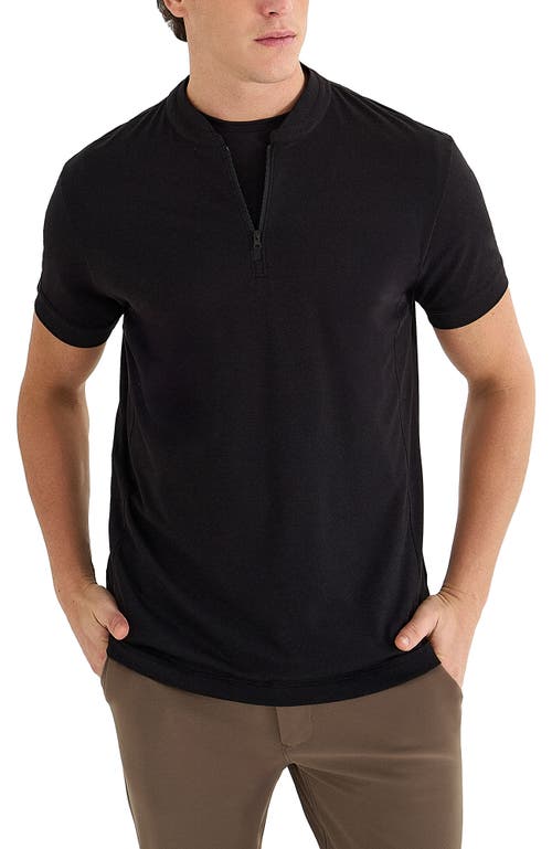 Urban Performance Pima Cotton Tech Piquet High Neck Polo In Black