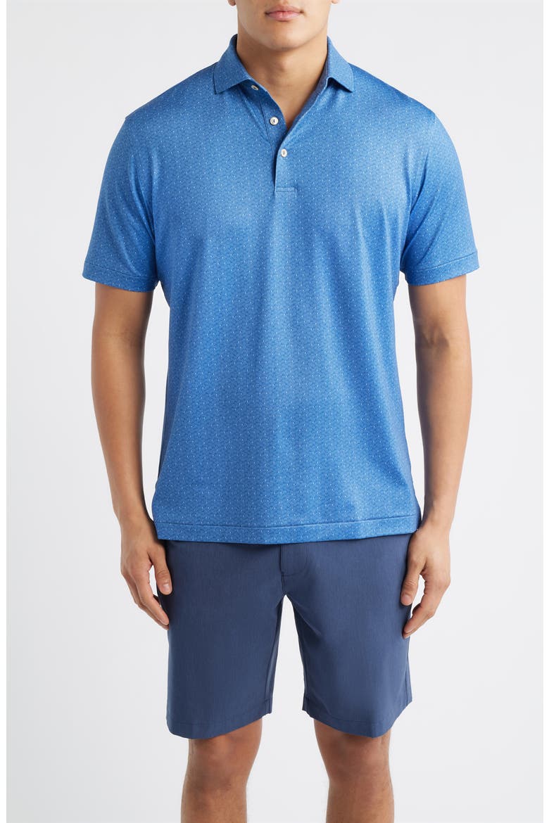 Negroni Geo Print Performance Jersey Polo, Main, color, WINDSOR BLUE