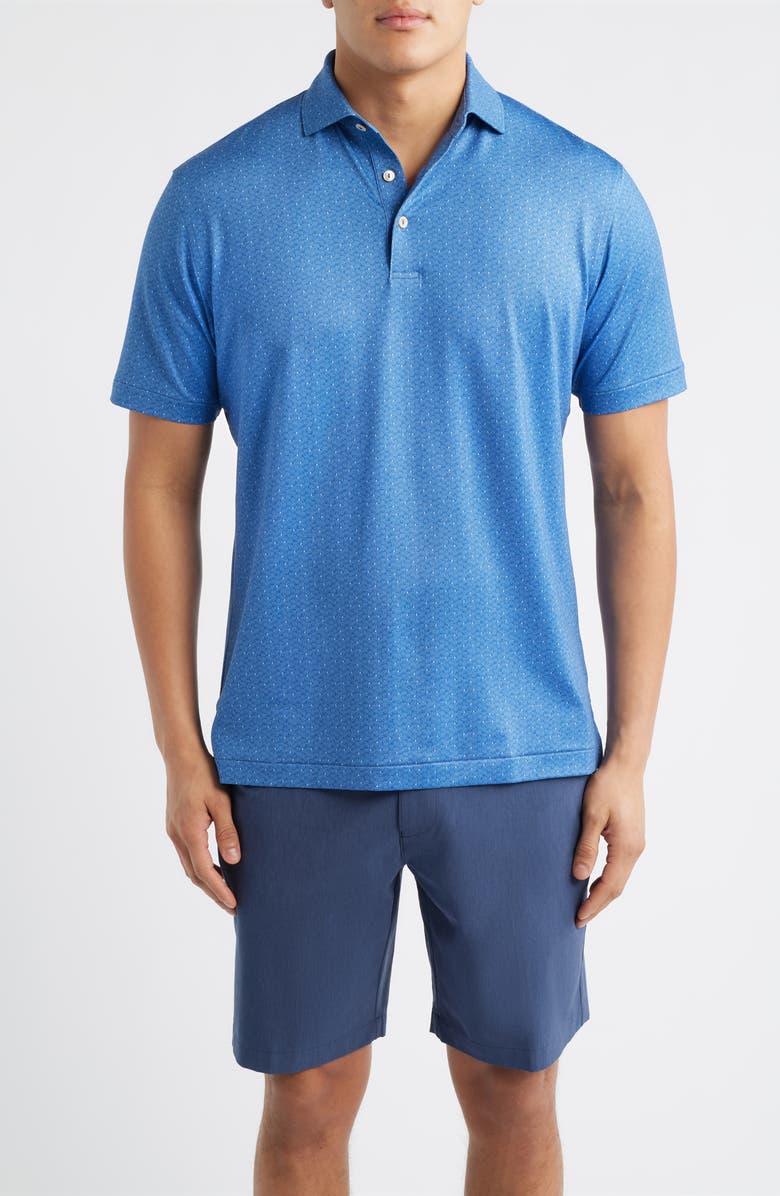 Peter Millar Negroni Geo Print Performance Jersey Polo, Main, color, Windsor Blue