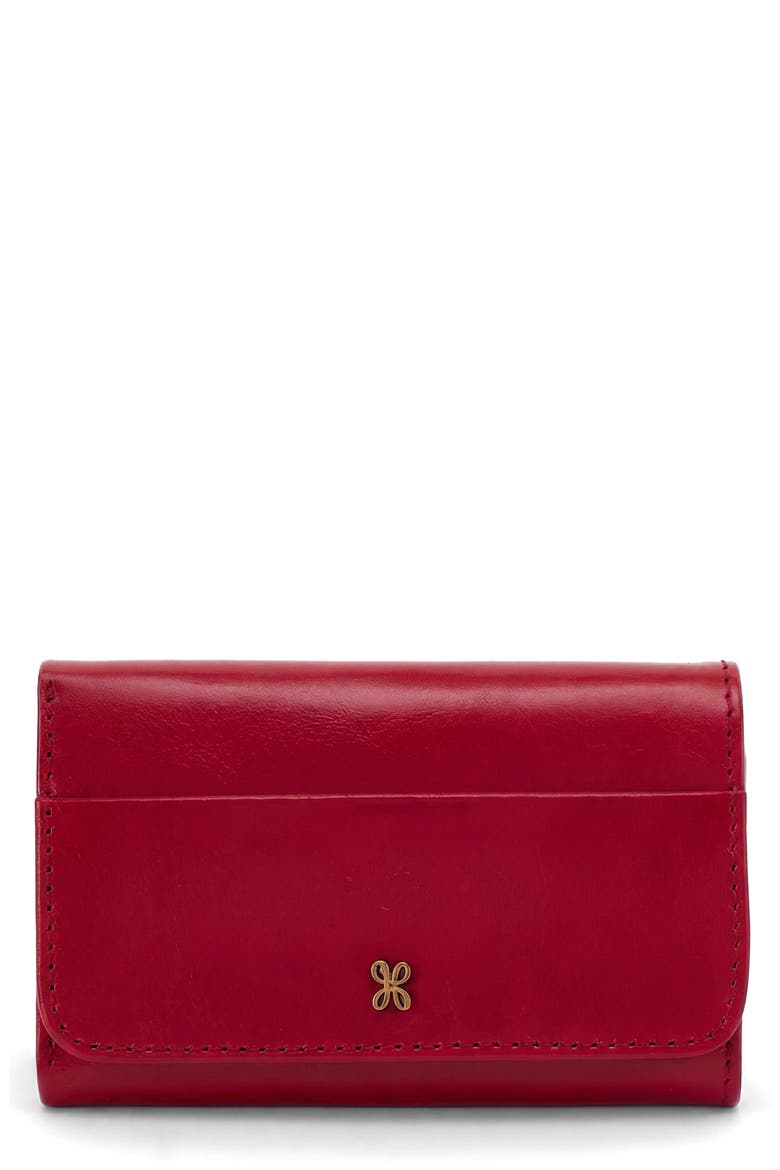 Jill Leather Trifold Wallet, Main, color, TRUE RED