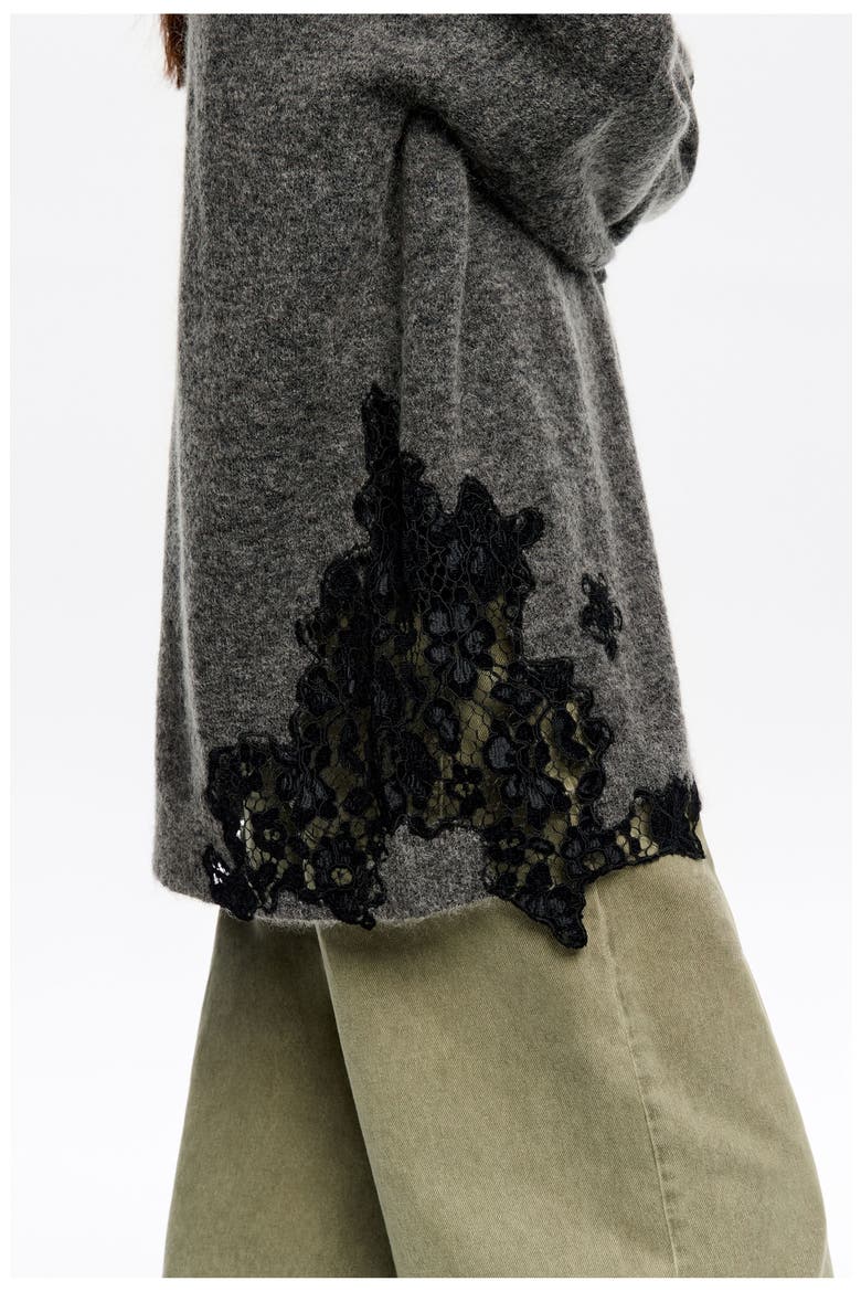 Long Lace Cardigan, Alternate, color, DARK GREY