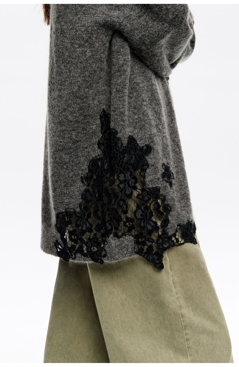 Bimba y Lola Long Lace Cardigan, Alternate, color, Dark Grey