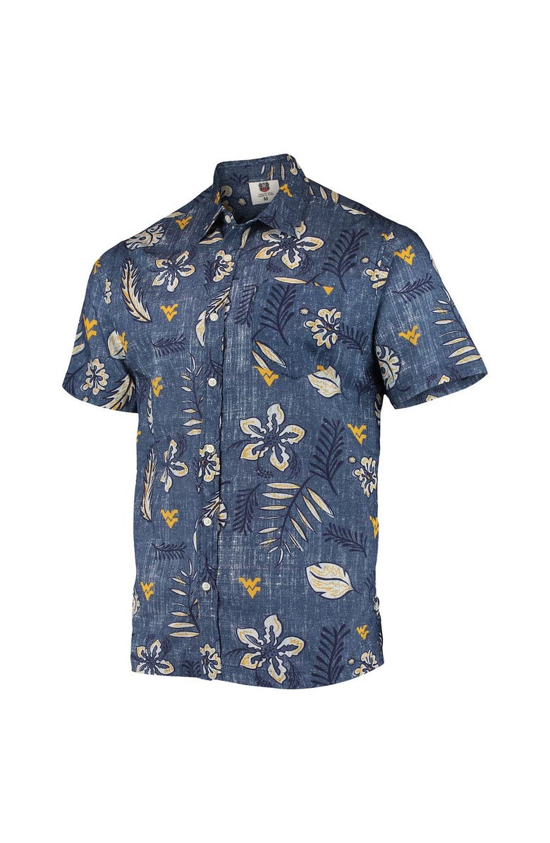 Wes & Willy Men's Wes & Willy Navy West Virginia Mountaineers Vintage Floral Button-Up Shirt, Alternate, color, 