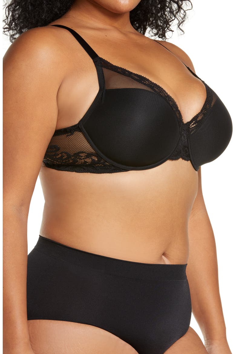 Feathers Full Figure Plunge T-Shirt Bra, Alternate, color, BLACK