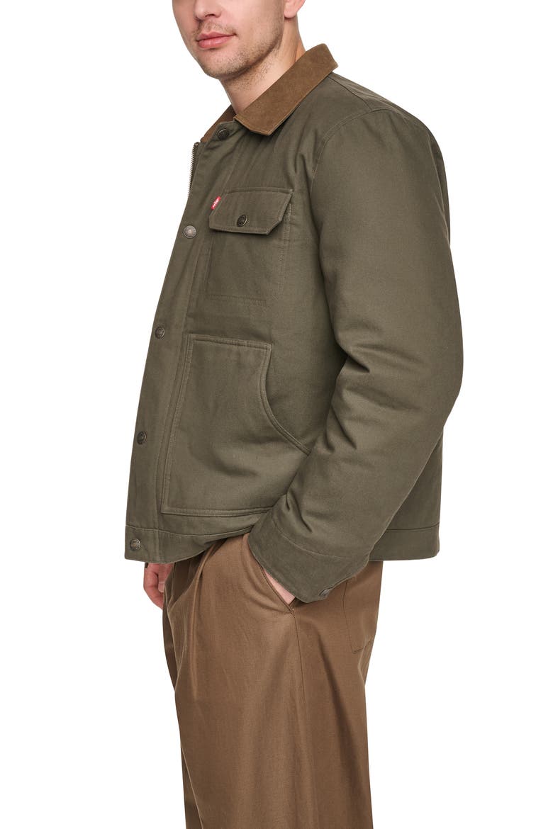 Cotton Canvas Zip Jacket, Alternate, color, OLIVE