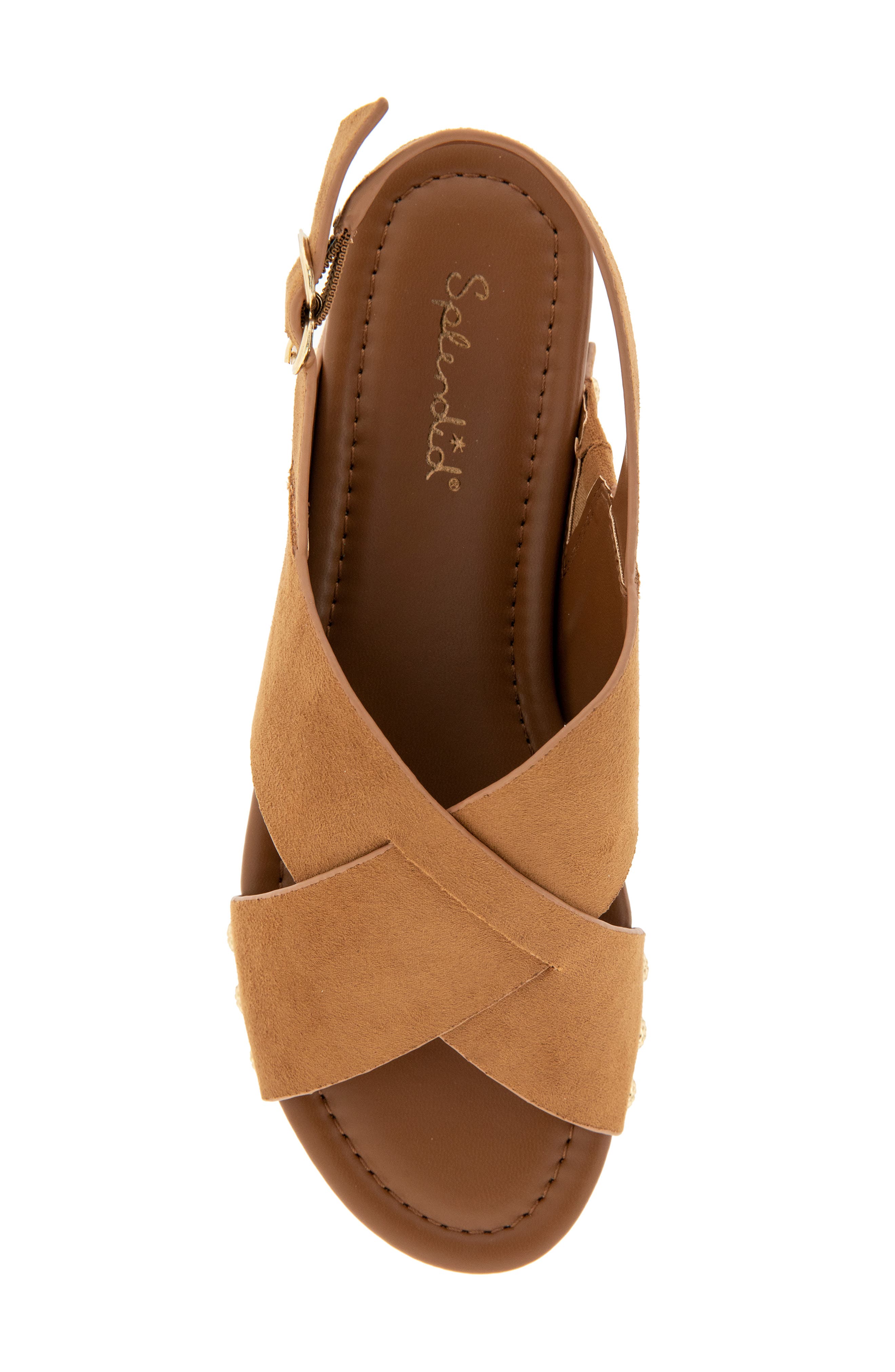 Splendid Quandry Woodgrain Platform Slingback Sandal, Alternate, color, Caramel