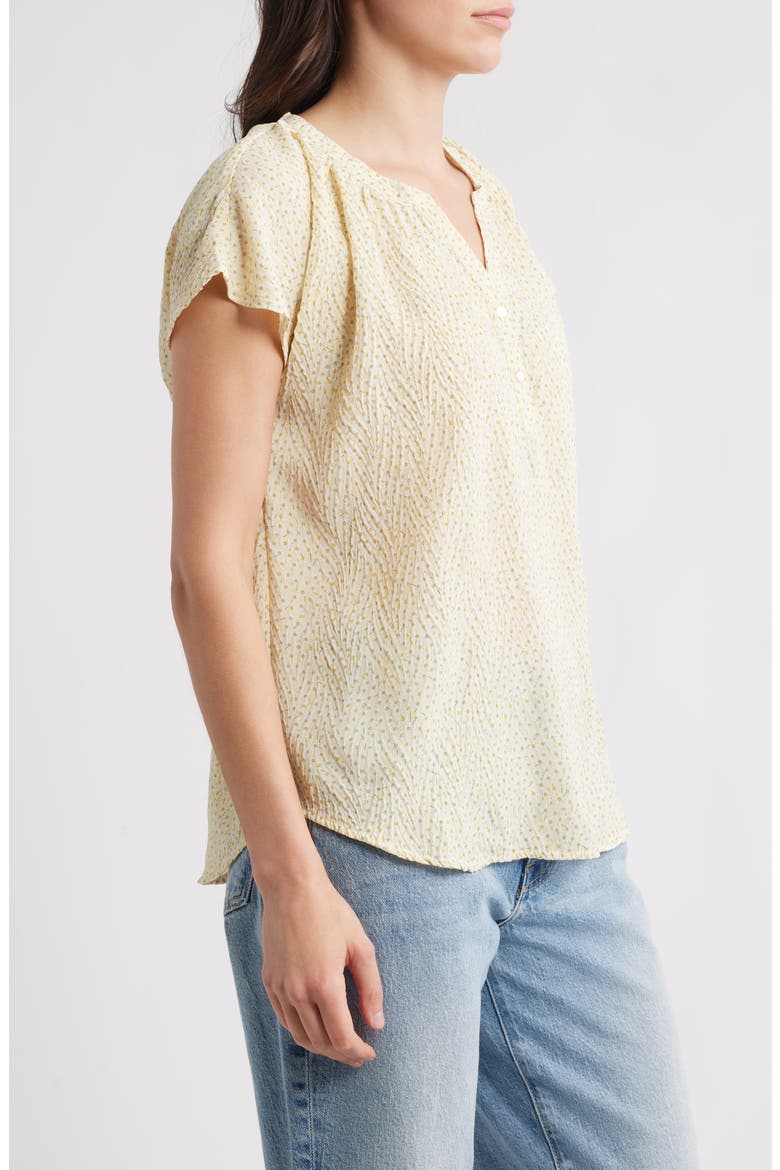 Daisy Print Henley Top, Alternate, color, LIGHT YELLOW DITSY