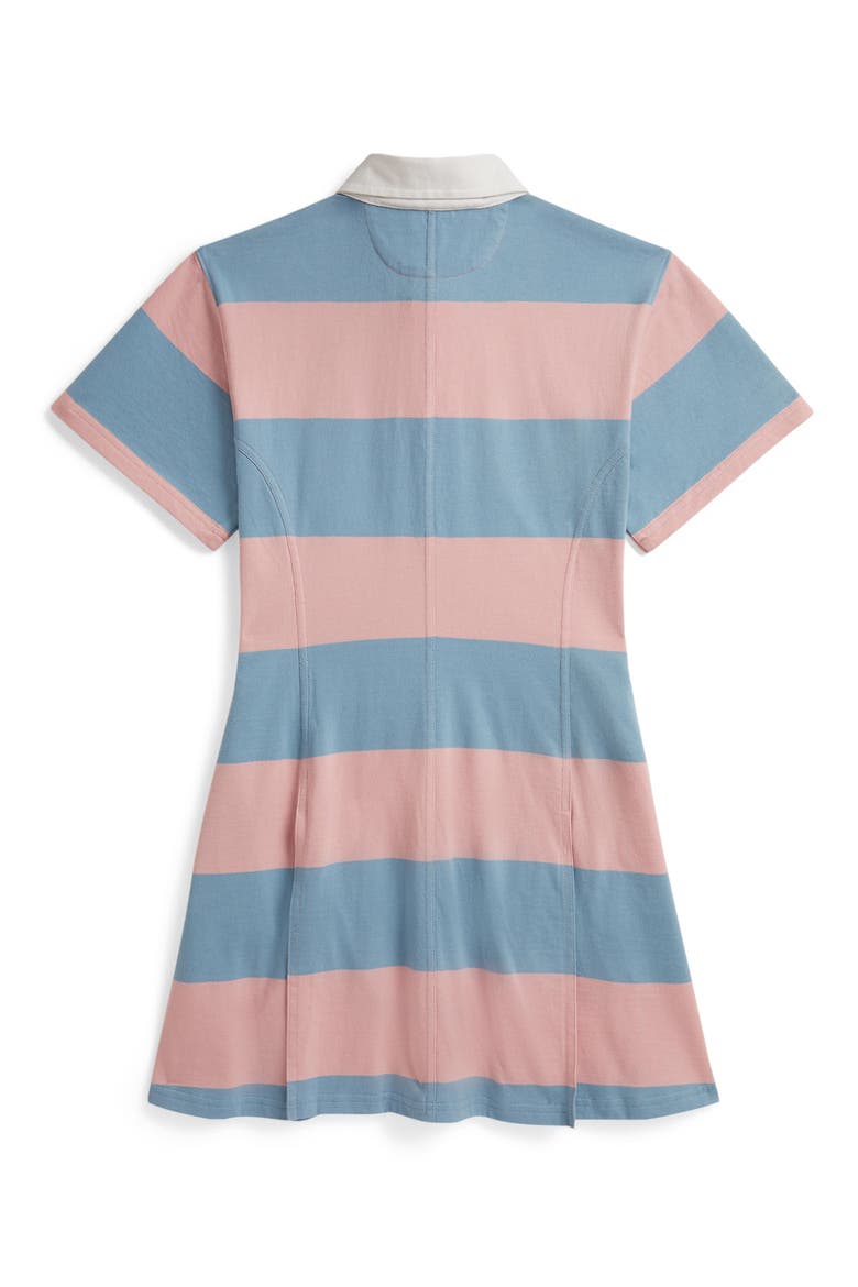 Kids' Stripe Cotton Jersey Polo Dress, Alternate, color, ADIRONDACK ROSE/ CASSIDY BLUE
