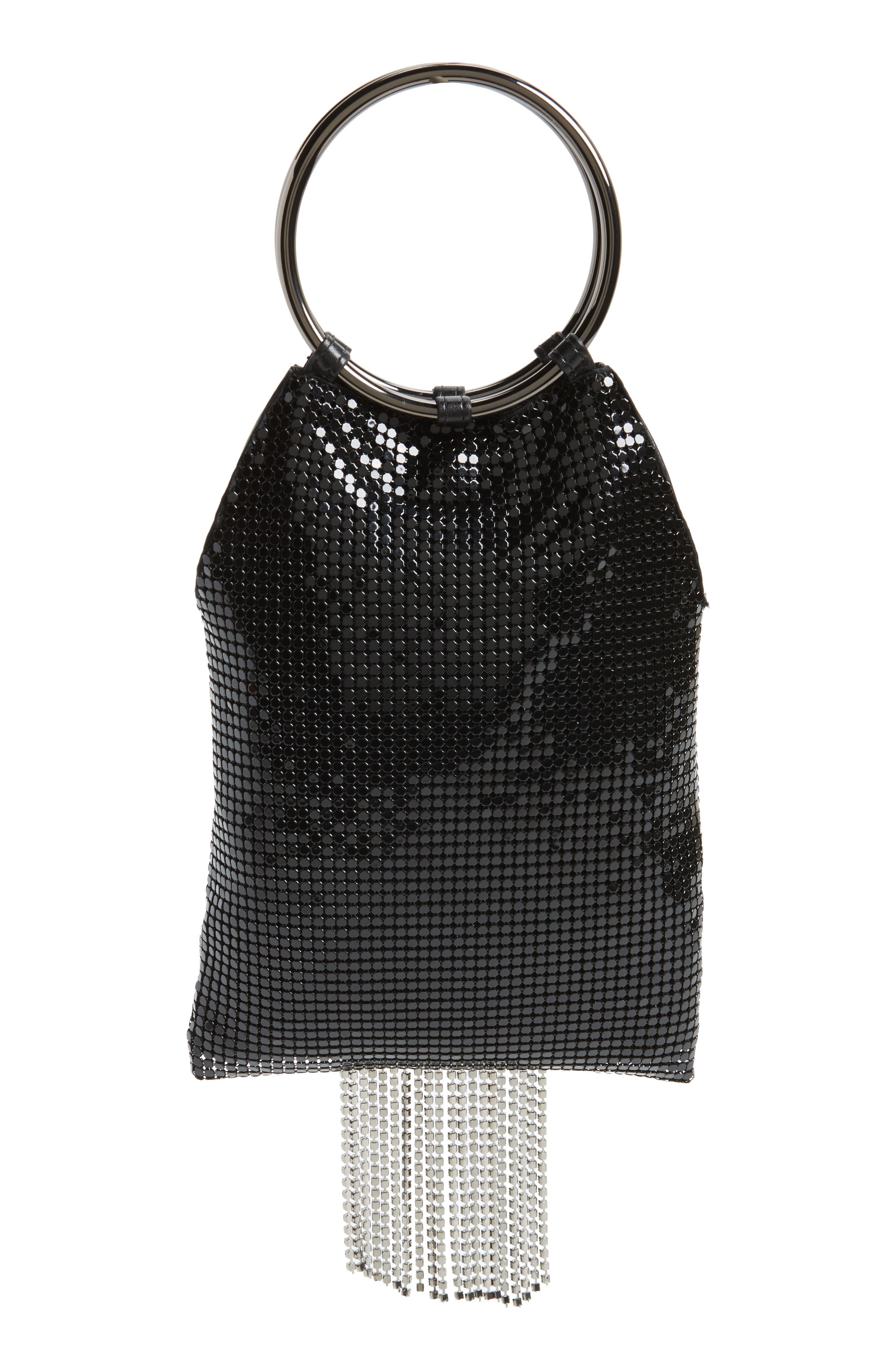 Whiting & Davis Cascade Crystal Fringe Mesh Bracelet Bag, Alternate, color, 