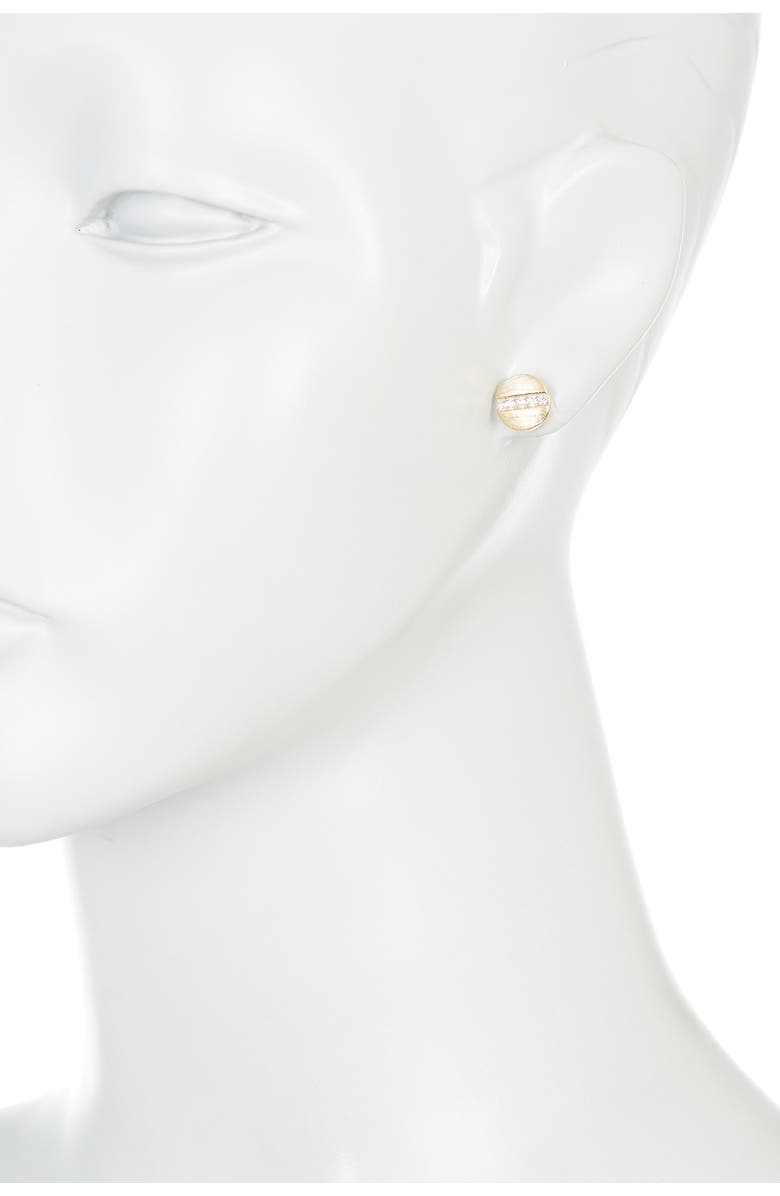 Adornia 14K Yellow Gold Plated Swarovski Crystal Accented Coin Stud Earrings, Alternate, color, Yellow