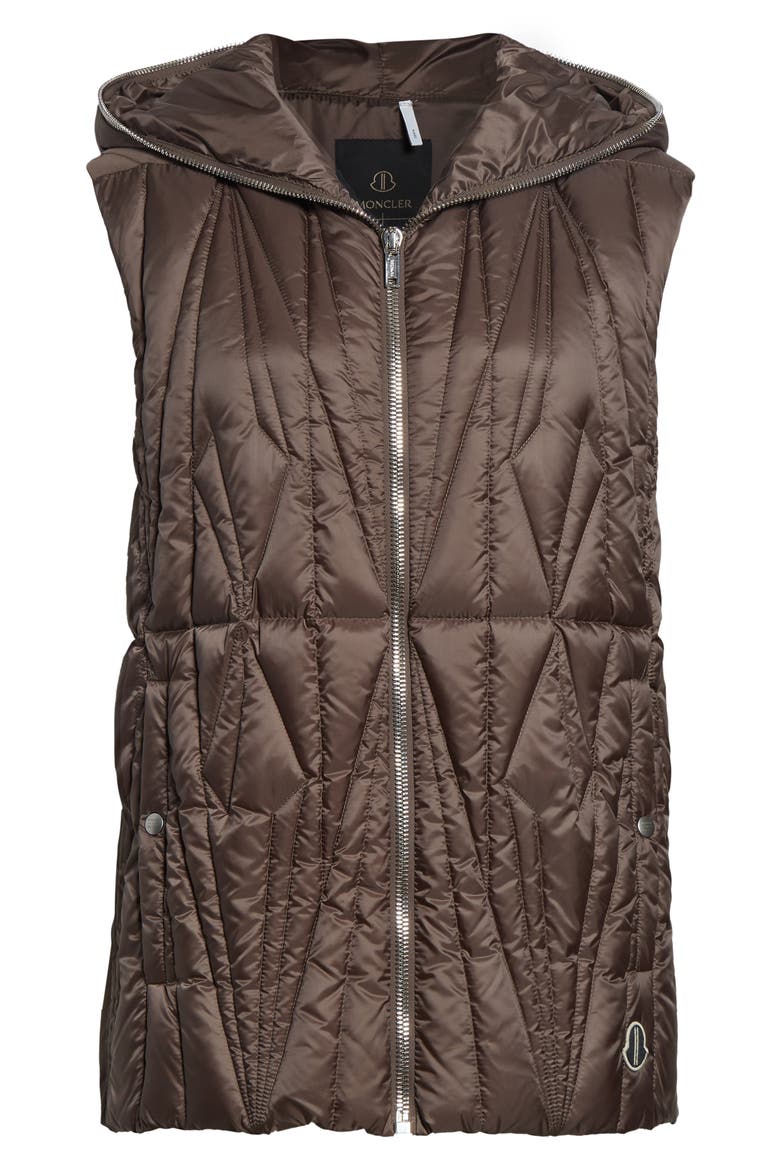 x Rick Owens Geocamo Ziplock Hooded Down Vest, Alternate, color, OLIVE GREEN