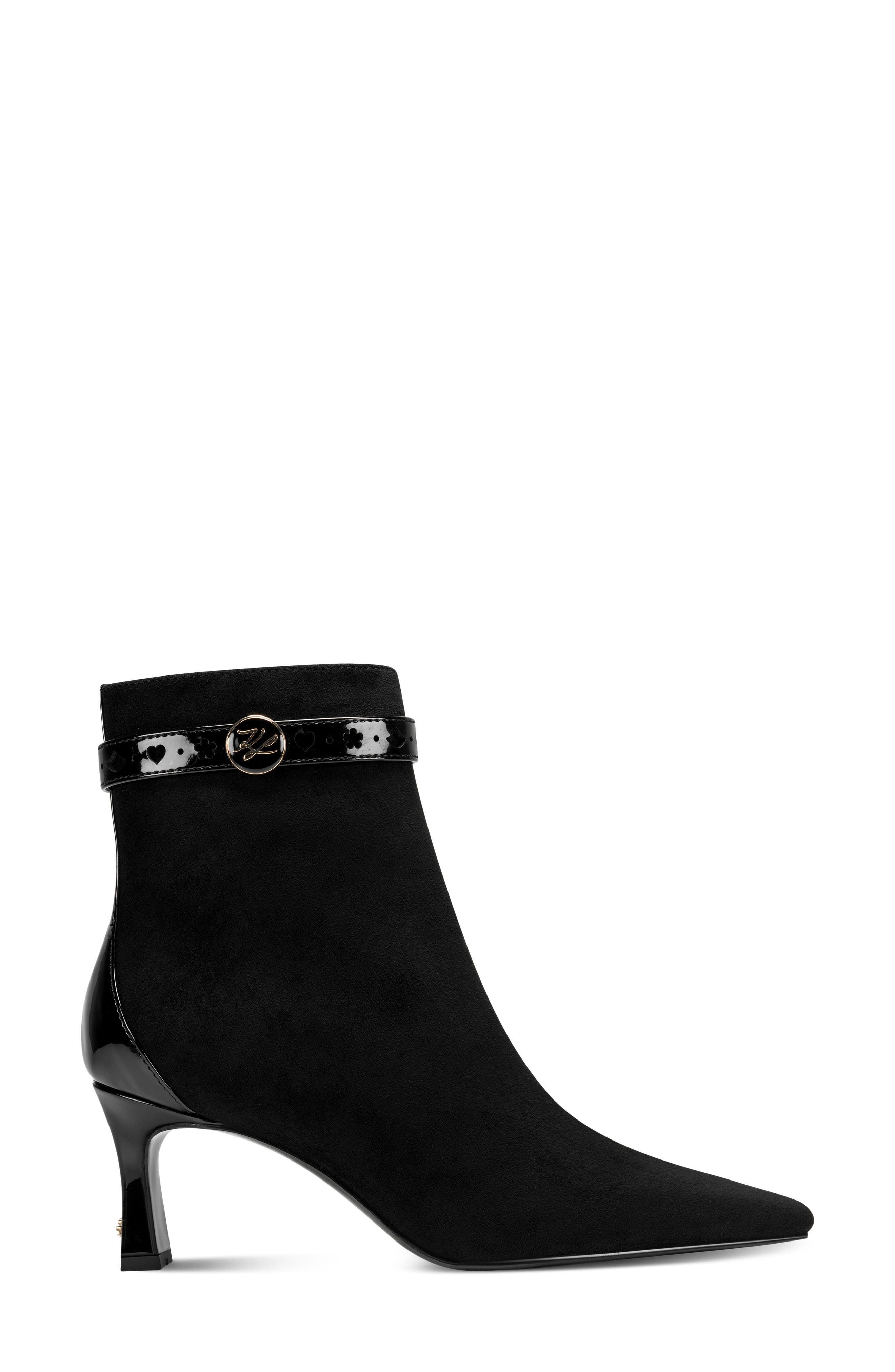Sadie Leather Bootie, Alternate, color, BLACK