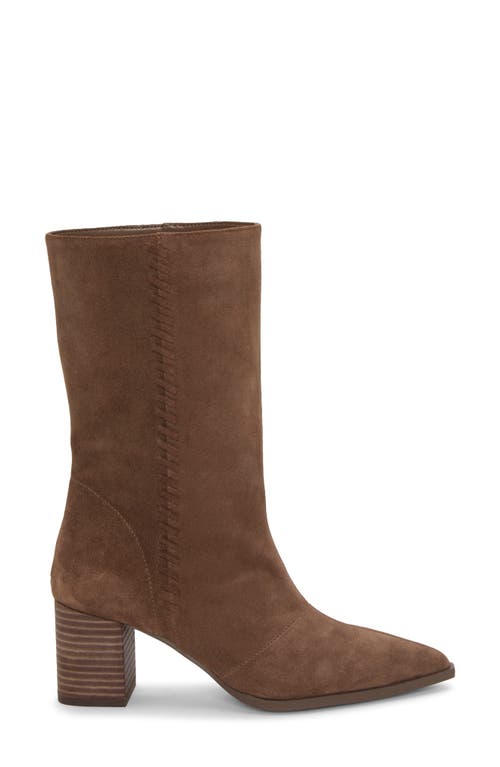 Vince Camuto Lorrys Whipstitch Block Heel Boot In Brown