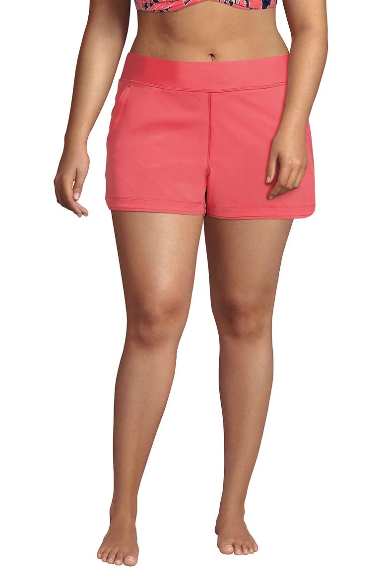 Plus Size SunShade UPF 50 3" Board Shorts with Panty, Main, color, Wood Lily