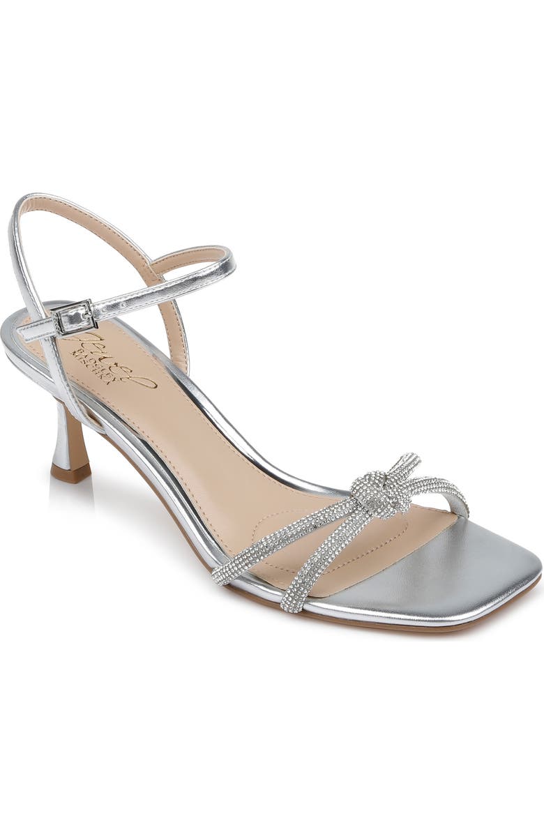 Jewel Badgley Mischka Maci Kitten Heel Ankle Strap Sandal, Main, color, Silver Met