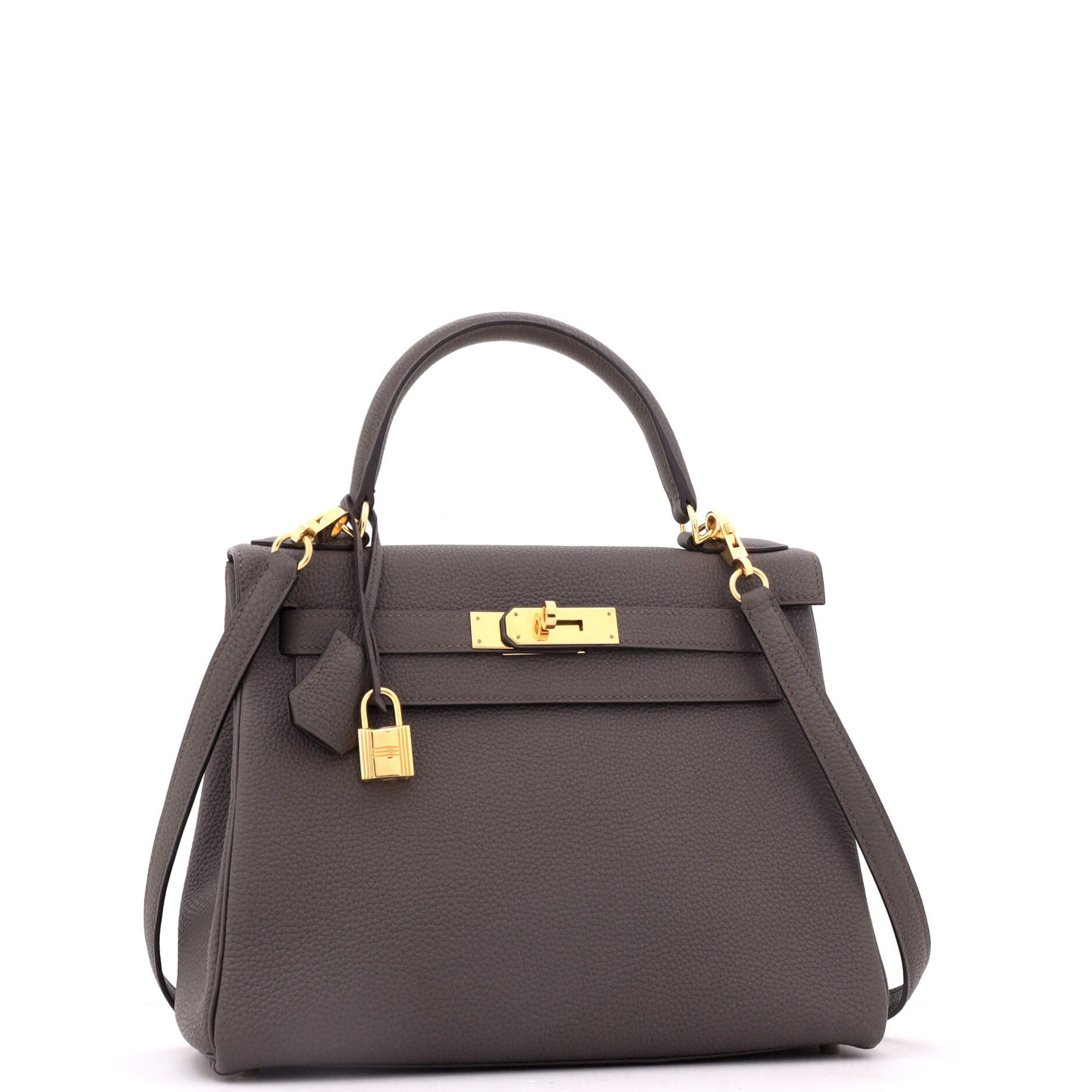 Pre-Owned Hermes Kelly Handbag Grey Togo with Gold Hardware 28, Alternate, color, Etain