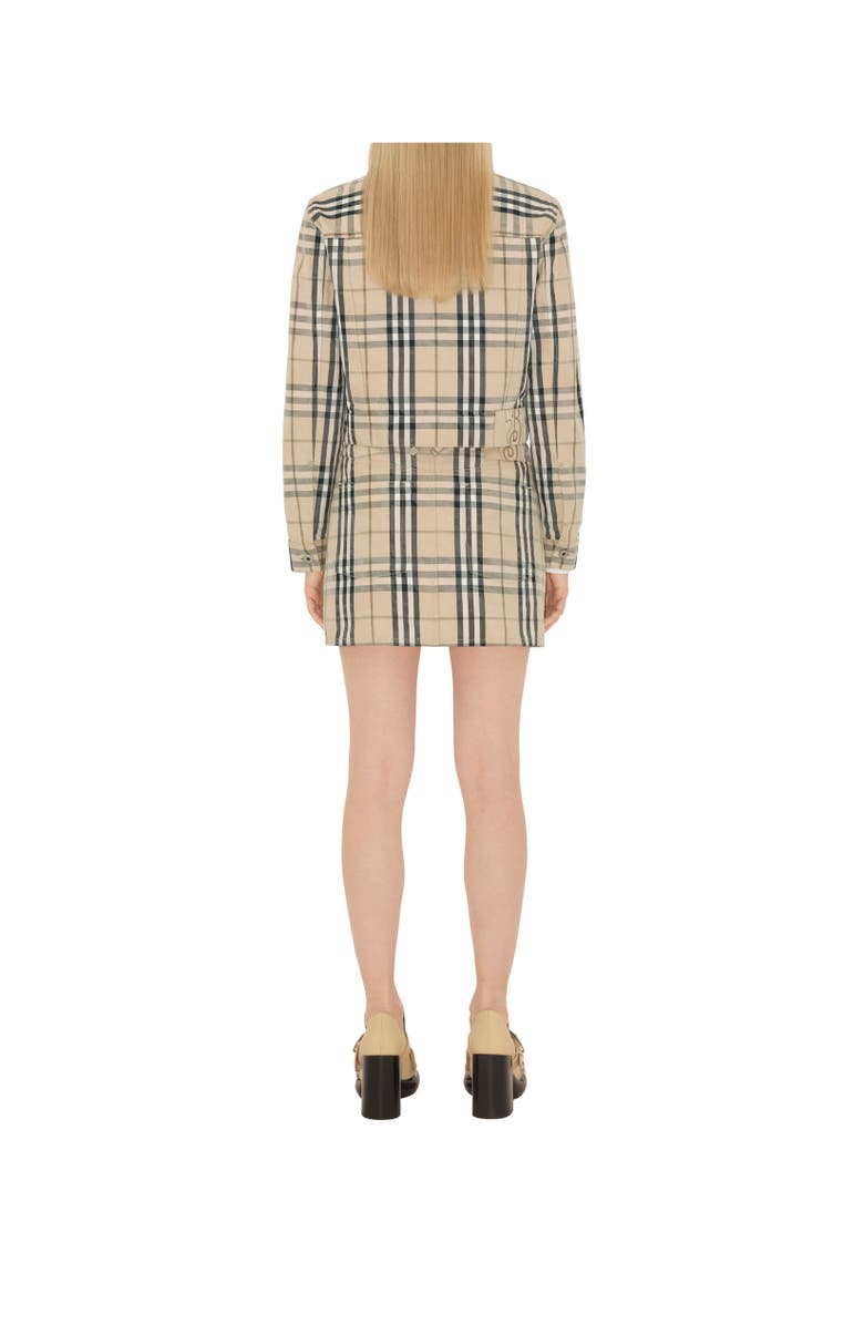 Burberry Cropped Check Denim Jacket, Alternate, color, 