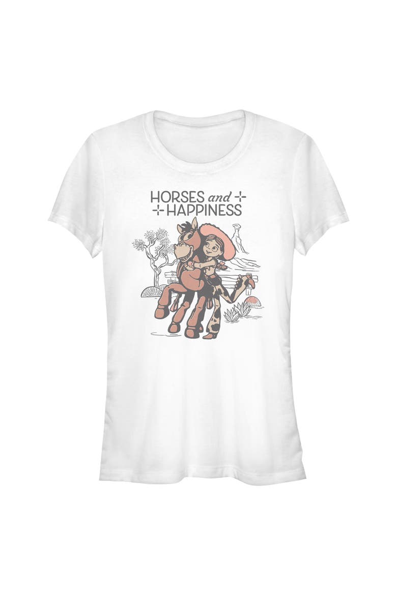 Junior's Horses And Happiness Short Sleeve Graphic T-Shirt, Main, color, White