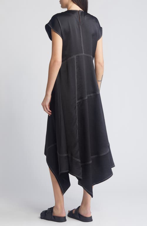 Allsaints Agnes Cap Sleeve Handkerchief Hem Dress In Black