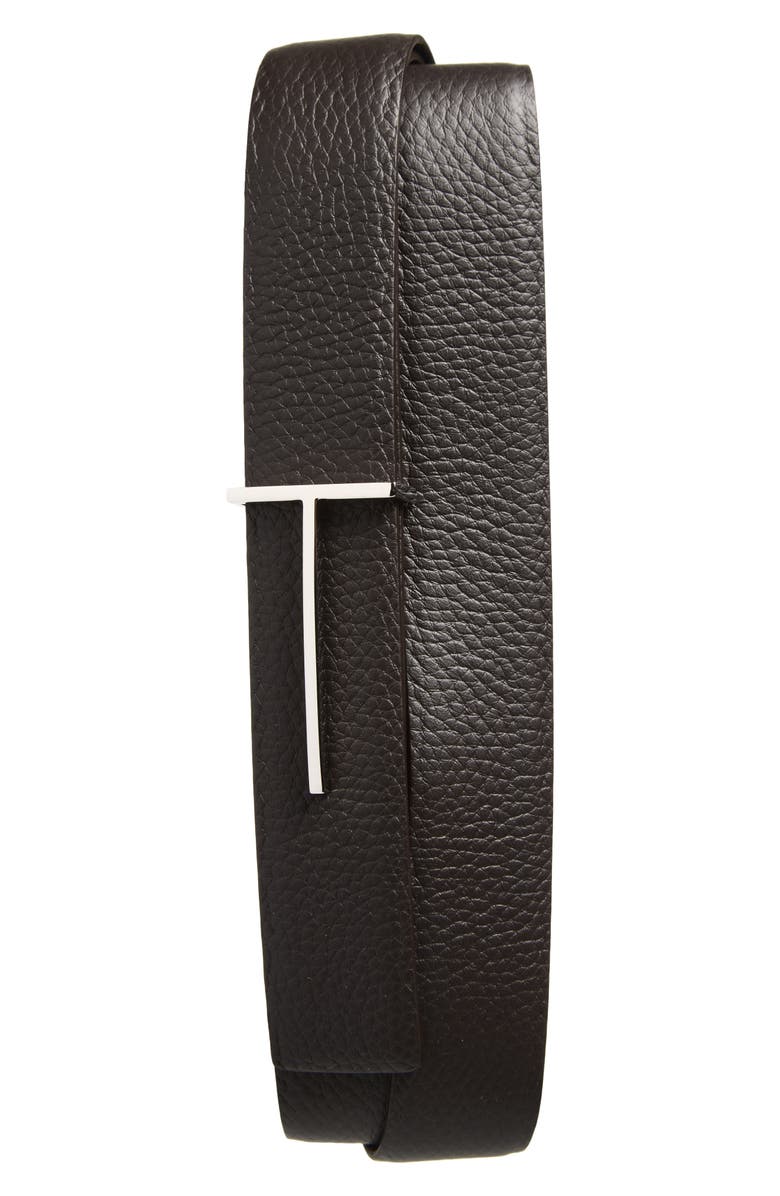 TOM FORD Slim T Soft Grain Leather Belt, Main, color, Brown/ Black